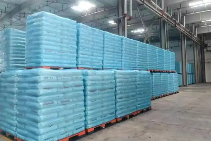 Large inventory of packaged materials in warehouse