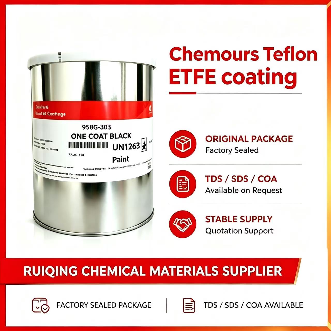 532-6419 Black ETFE High Build Powder Topcoat pail from Teflon industrial coatings
