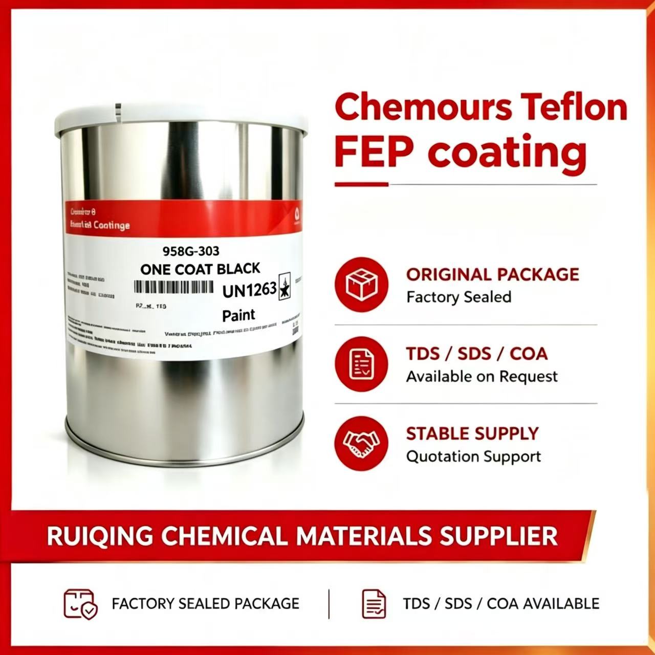 856G-203 Black FEP Waterborne Topcoat pail from Teflon industrial coatings